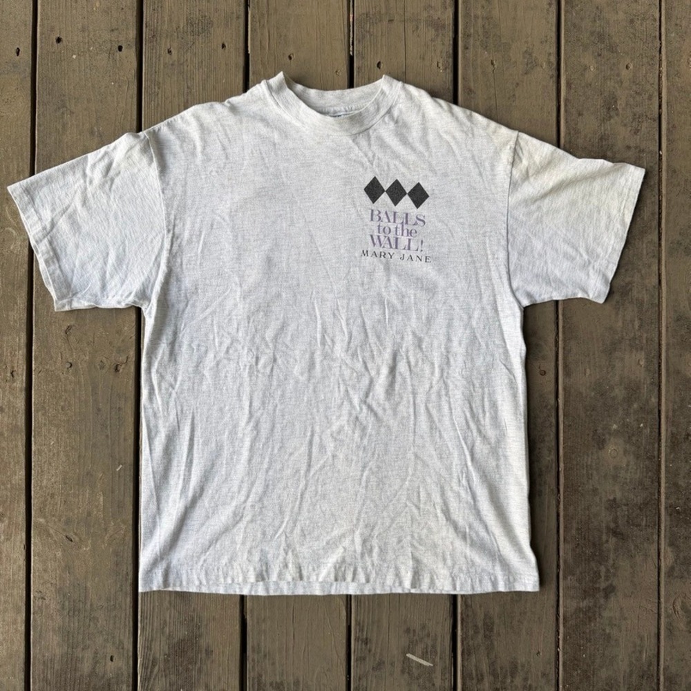 Vintage 90s Mary Jane Balls to the Wall Graphic T-Shirt Gray